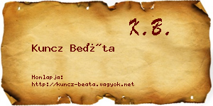 Kuncz Beáta névjegykártya