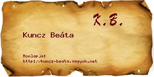Kuncz Beáta névjegykártya