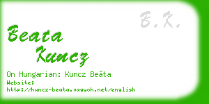 beata kuncz business card